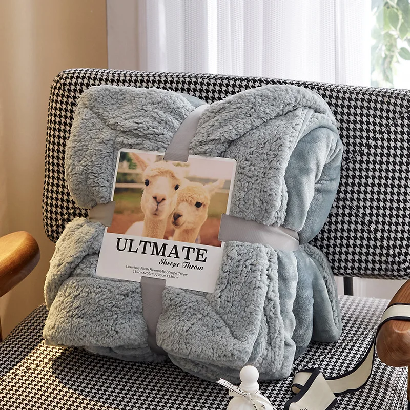 Double-layer Thickened Lamb Velvet Blanket Winter Warm Single Double Flannel Cover Blanket Student Nap Blanket Velvet Quilt