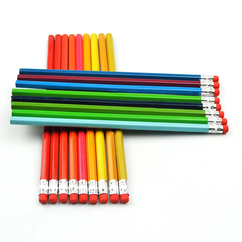 Good selling Customized Logo Neon HB #2 Graphite Writing Sketch Pencil with Eraser for Office and School