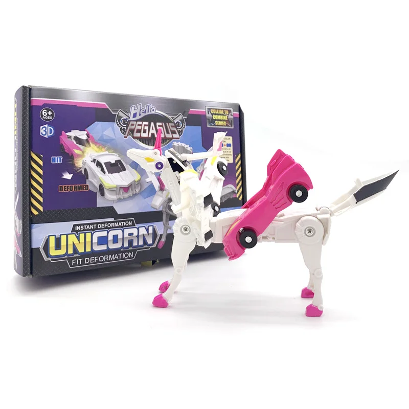 
2021 hot sale baby kids impact of deformation unicorn toy cool transformed car toy 
