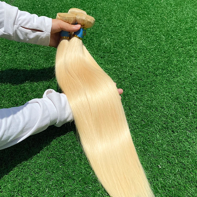 Double Weft Cuticle Aligned Russian Blonde 613 Virgin Hair,40 Inch Blonde Hair Bundle, Platinum Bundle Of Long Blonde Human Hair
