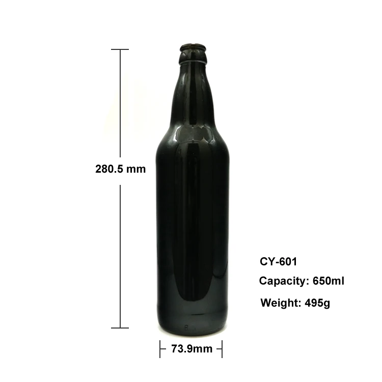 Wholesale 650 ml black vodka fancy beer glass bottle CY-1139