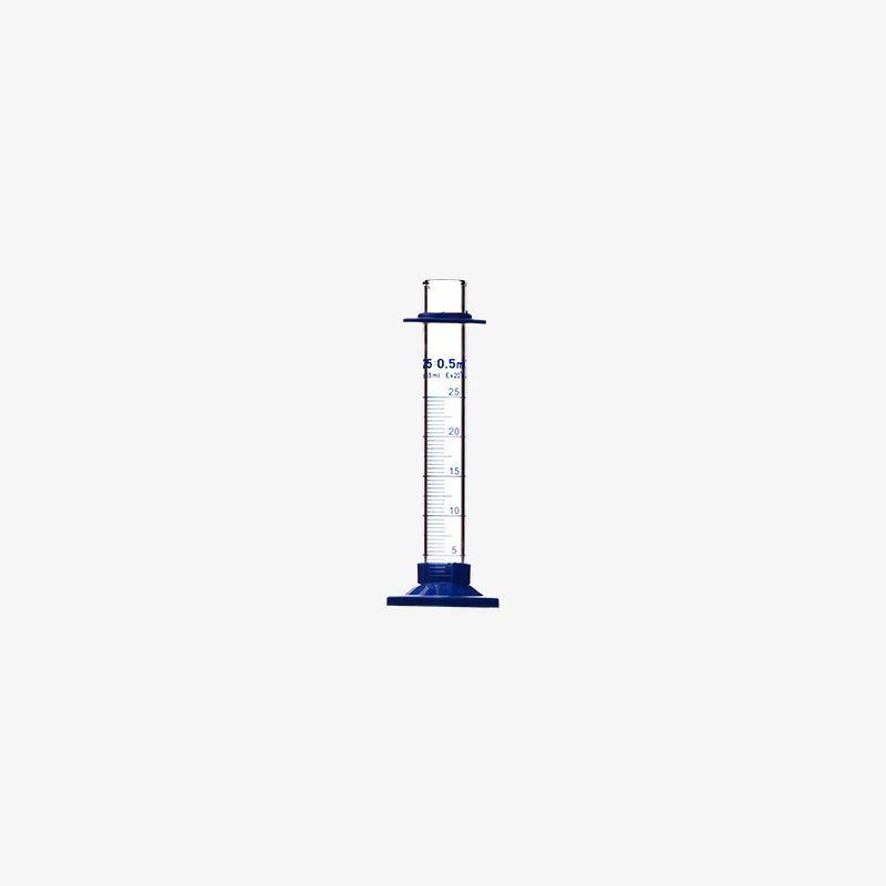 Laboratory glassware 25ml glass Thickened blue Plastic Bottom Measuring Cylinder With Graduation