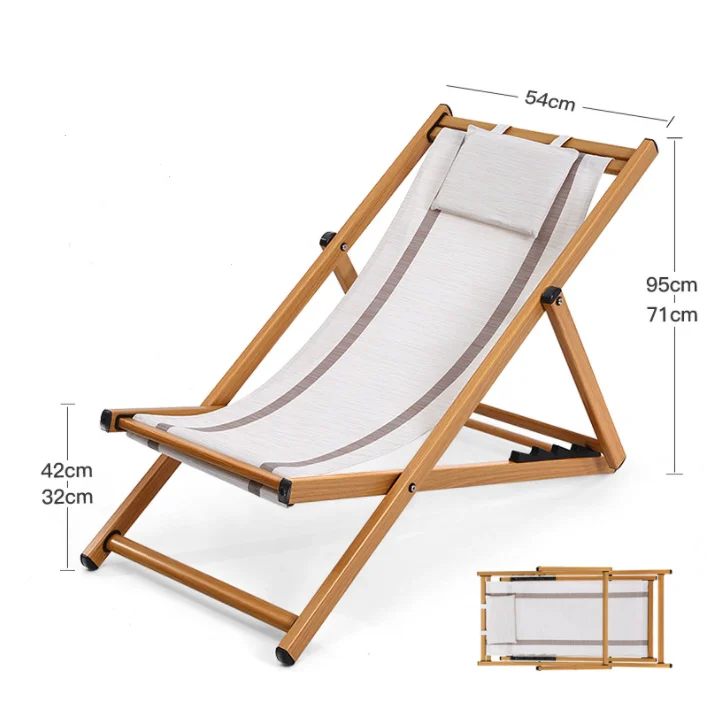 Outdoor folding beach chair wooden canvas chair for camping dinner