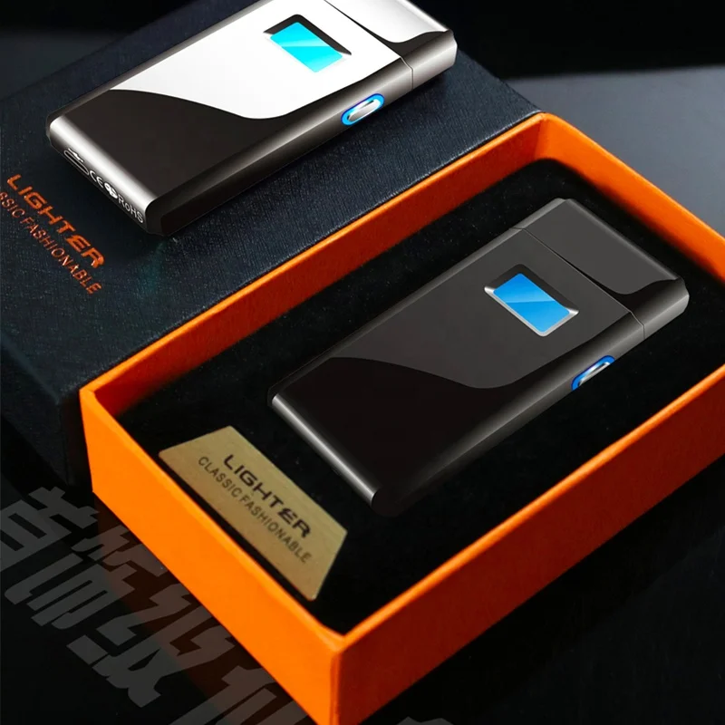 Customized Smart Smoking USB Rechargeable Arc Electronic Lighter Press Button with Screen,Electric Lighters Smoking Accessories