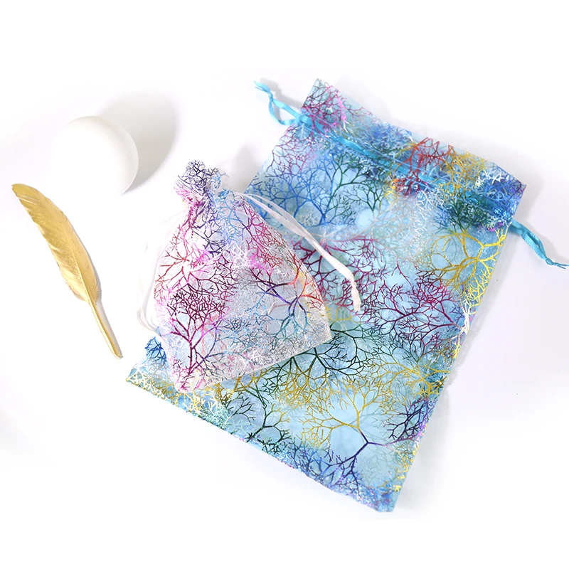 Coral organza bag new eyelash pouch Dried flower spice organza bags  Favors Drawstring  Sweets Pouches