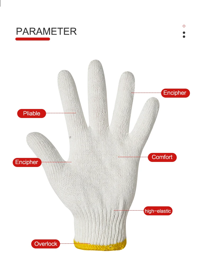 Protective Gloves Wholesale White Cotton Glove Construction Safety gardening Work Gloves for Working