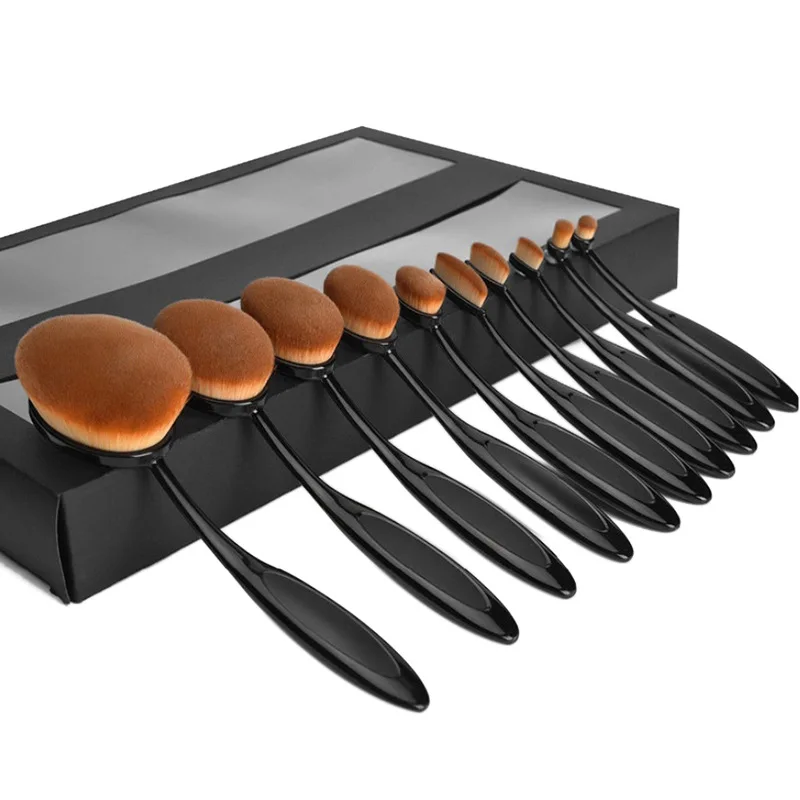 10pcs Cosmetic Brushes Toothbrush Type Foundation Brush Set Plastic Brush Handle Manufacturers Stock Universal Beauty Tools
