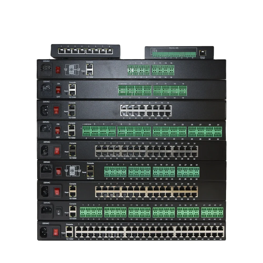 Серверные преобразователи 8/16/32/48 портов RJ45 RS232 RS485 RS422