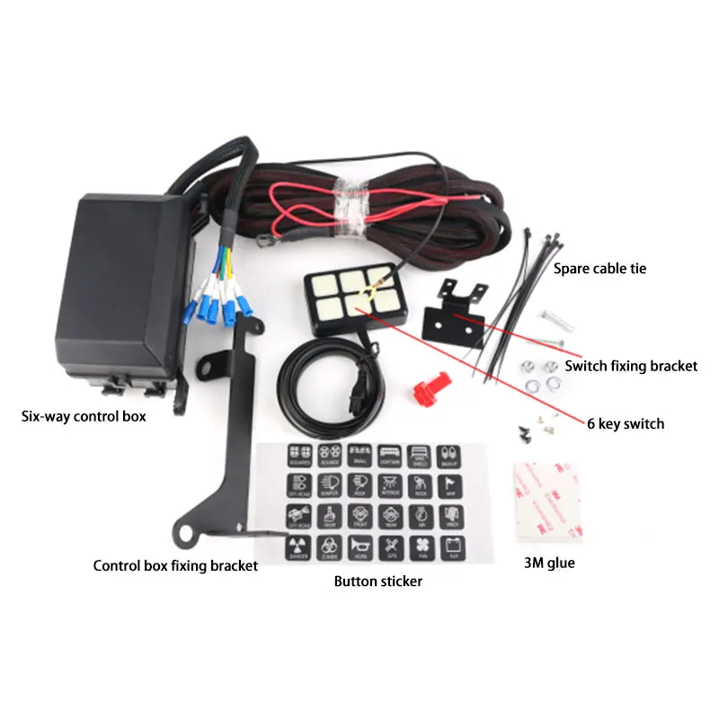 Automatic Dimmable ON-Off LED 6 Gang Switch Panel Relay System Circuit Control Box for Car Accessories