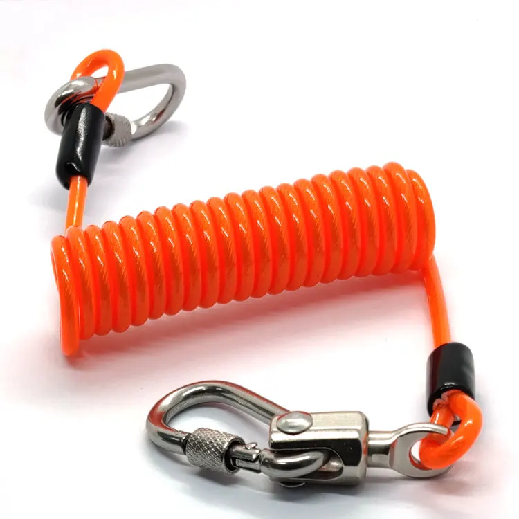 Factory direct OEM Disc Lock Reminder Cable Bike Motorcycle Alarm Safety Lanyard Spring Coil Wire Looped