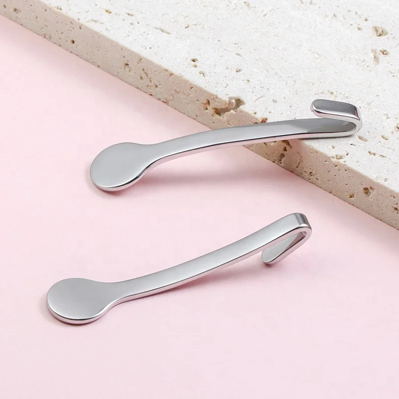 Top quality tiny Hooked cosmetic cream spoon stainless steel mini shilajit hook spoon