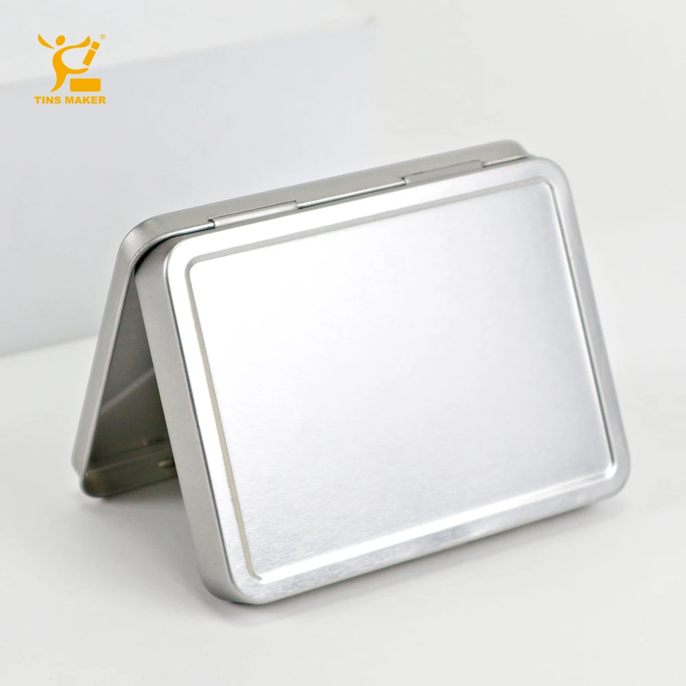 Customized Transparent window tin box with lid can print logo silver small rectangular candy tin box mint tin can