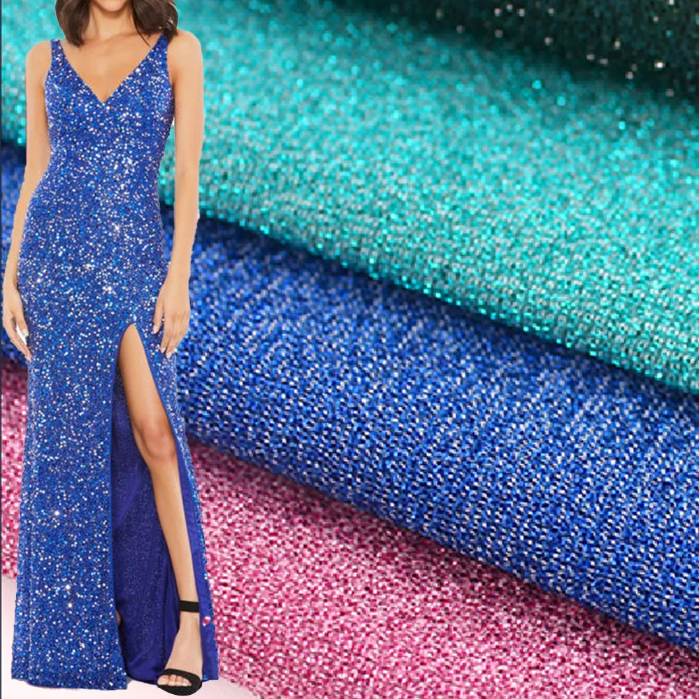 Изготовленный на заказ легкий металлический люрекс 94% нейлон 6% спандекс ткань стрейч Джерси