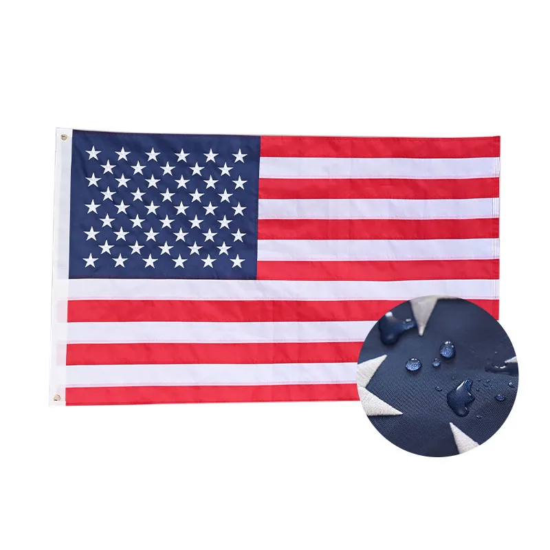 Wholesale Durable 90*150cm USA Flag Custom LOGO Polyester Oxford Cloth Production