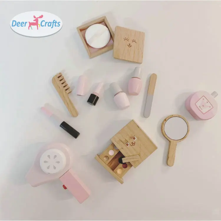wooden make up toy make up Children simulation fun play house wooden dressing table Princess make-up bag set gifts DD10428