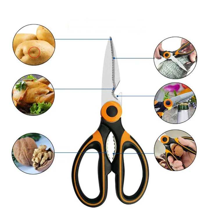 QY-5042Kitchen Shears Premium Heavy Duty Shears Ultra Sharp Stainless Steel Multi-function Kitchen Scissors for Chicken