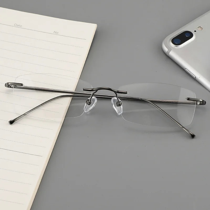 rimless pure titanium business style optical glasses