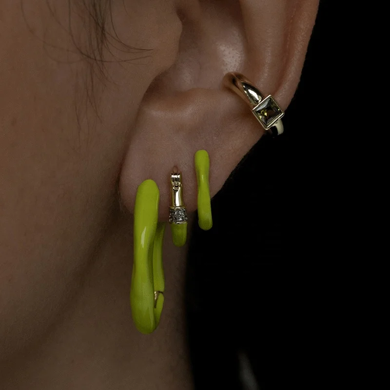 Milskye Fashion New Trendy Rihanna Style Big Large Brass Gold Plated Enamel Earrings