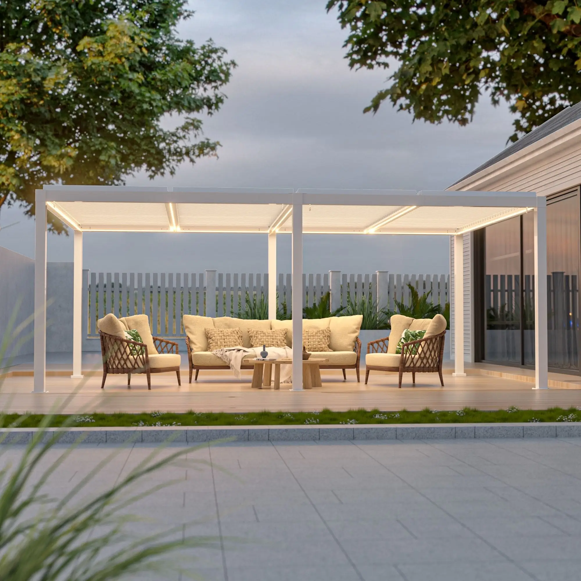 Prima Waterproof modern motorized adjustable prefab house aluminium garden pergola