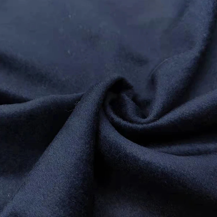 Cashmere alpaca dark blue 100%wool single faced smooth wool fabric