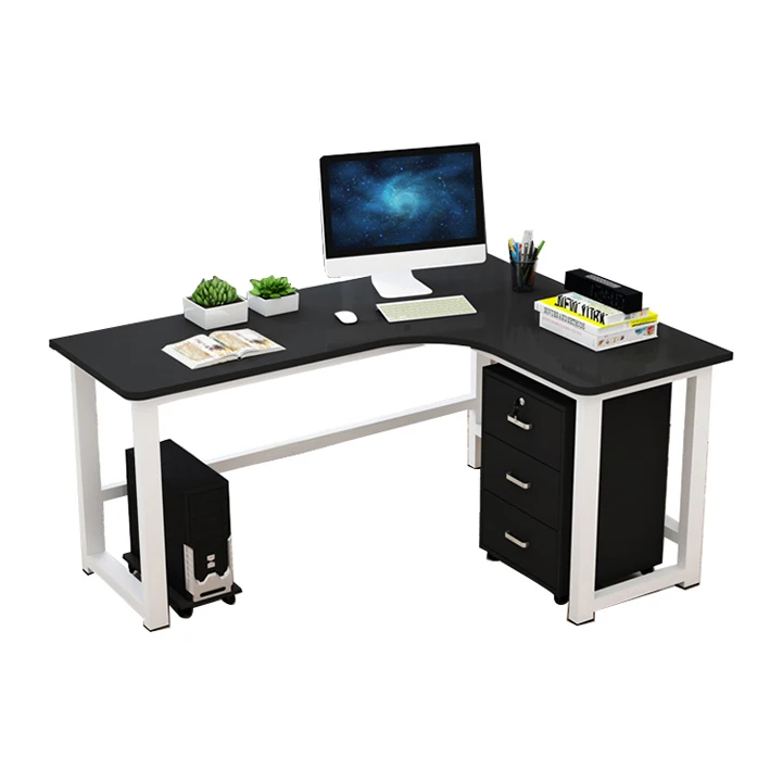 
2021 new product melamine board l shaped desk computer table for living room 