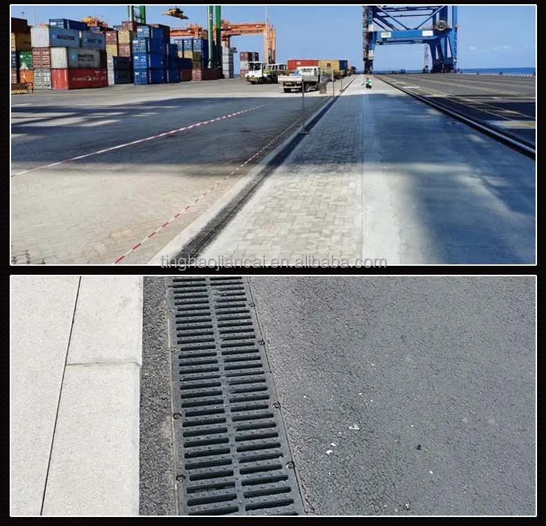 Modern Industrial Design Resin-Concrete Linear Drainage Ditch Ductile Iron U-Shaped Groove Edge Protection for Outdoor Parks