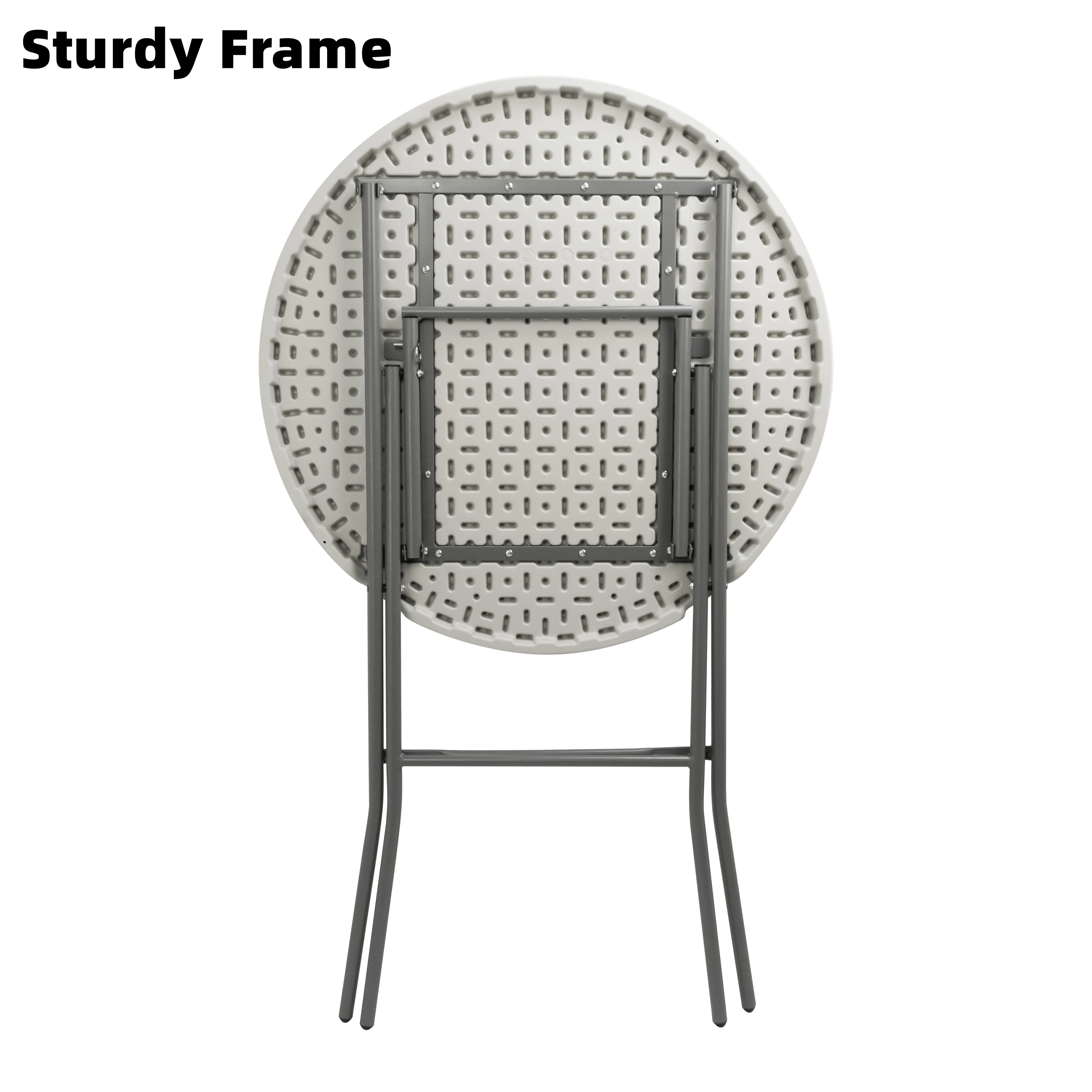 Wholesale HDPE Dia 32inch 80cm Black White Outdoor Party Plastic Bar Height Folding Cocktail Tables For Events