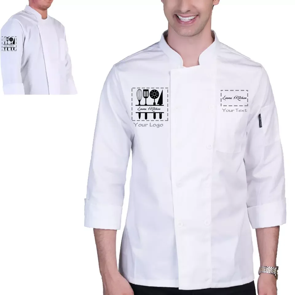 Custom High Quality Long Sleeve Stand Collar Hotel Restaurant Service Staff Uniform Sushi Chef Uniform For Men