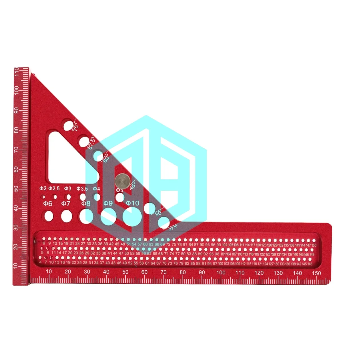 Extended 3D Multi-Angle Measuring Ruler Woodworking Square Protractor W/Dowel Pin,Aluminum Miter Triangle Layout Measuring Tool