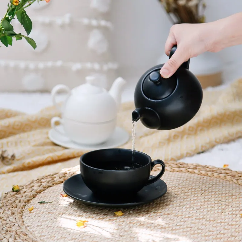 420ml Modern Turquoise Design Tea One Set Hand Painted Black Porcelain China Ceramic Teapot Box Stocked Filter Coffee Drinkware