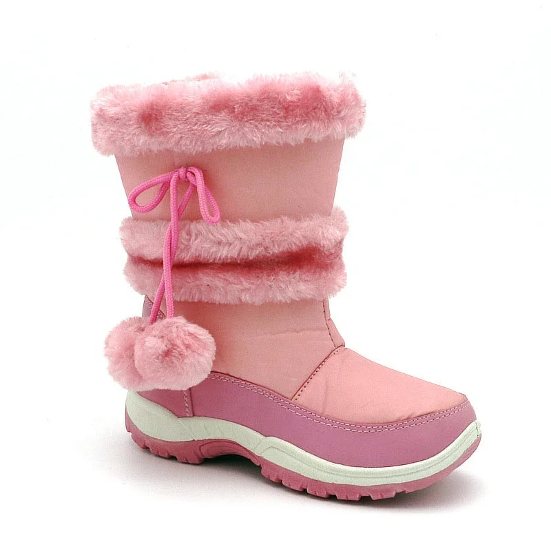 Воротник из искусственного меха модные милые водонепроницаемые детские зимние меховые сапоги из ПВХ зимние сапоги для детей