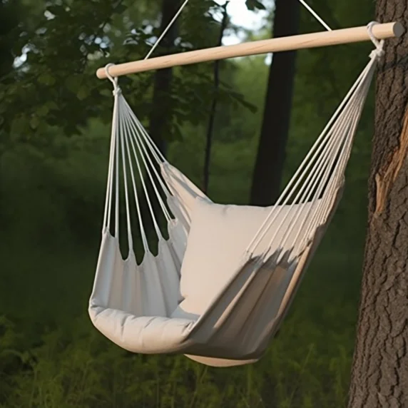 Outdoor Customizable Size   Lightweight Patio Swing Hanging Cotton Rope Swing Hammock Chair