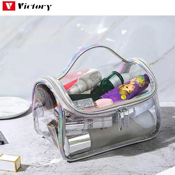 Transparent nylon makeup pouch pvc clear custom cosmetic bags pvc toilet cosmetic bag clear makeup pouch
