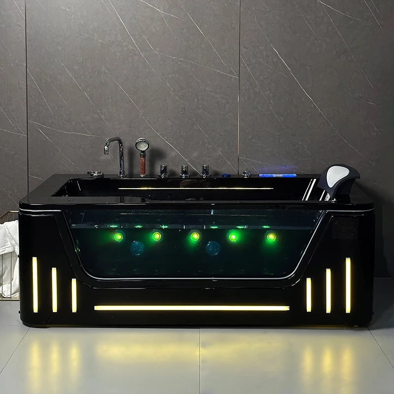 Hot Sale Hotel Acrylic Freestanding massage Bathtub Luxury High End Square Shape Acrylic Bathtub & whirlpool