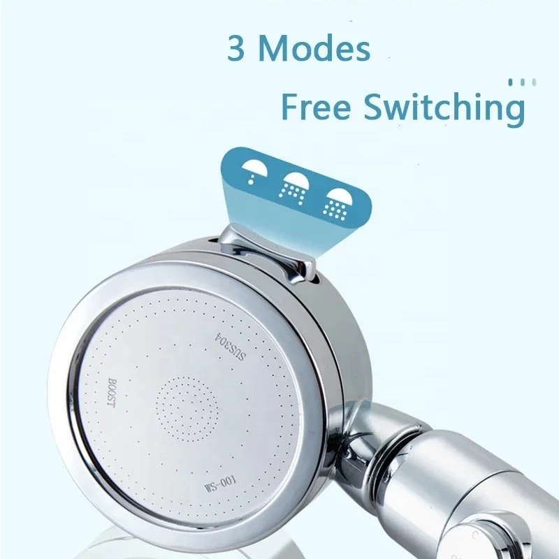 wholesale high power adjustable 3 function quality pressurized hand-held shower head with 2 shower filter inside