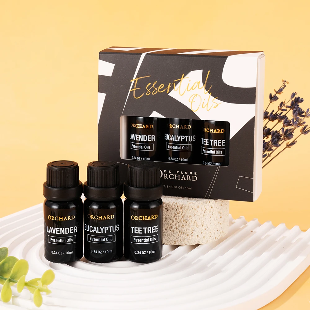 Wholesale Private Label OEM Body Massage Oils Aromatherapy Diffuser Tea Tree/Eucalyptus/Lavender Essential Oil Gift Set