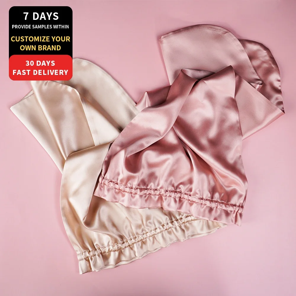 Improve Hair Health 16/19/22 Momme Nature Mulberry Long Style Silk Turban Adjustable Silk Sleep Cap Silk Bonnet Adult Female