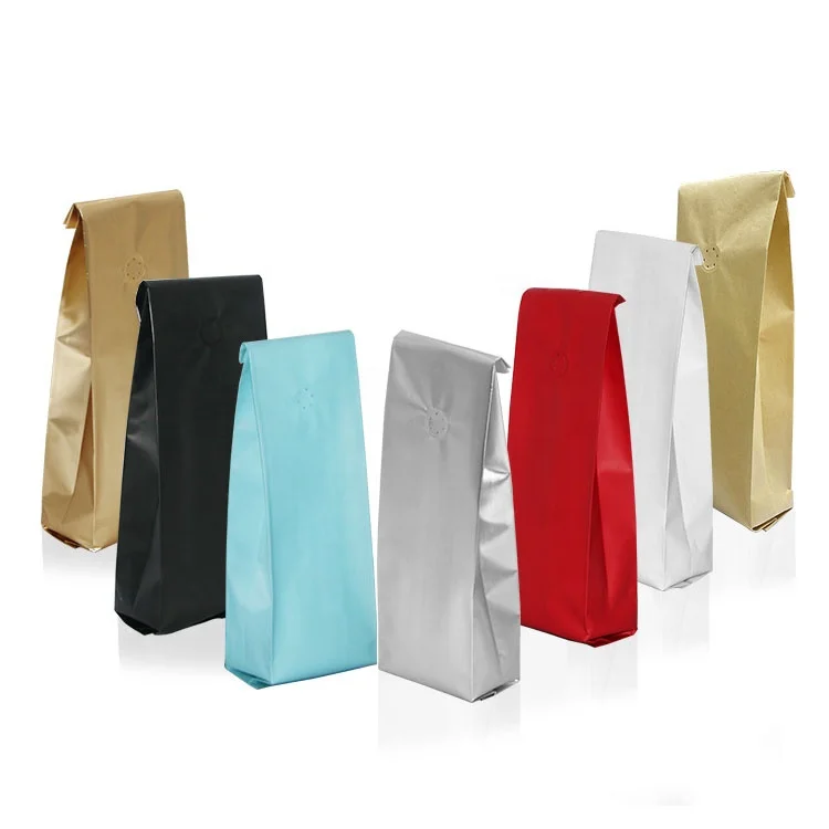 custom printed type style laminated material coffee packaging bag with one-way valve