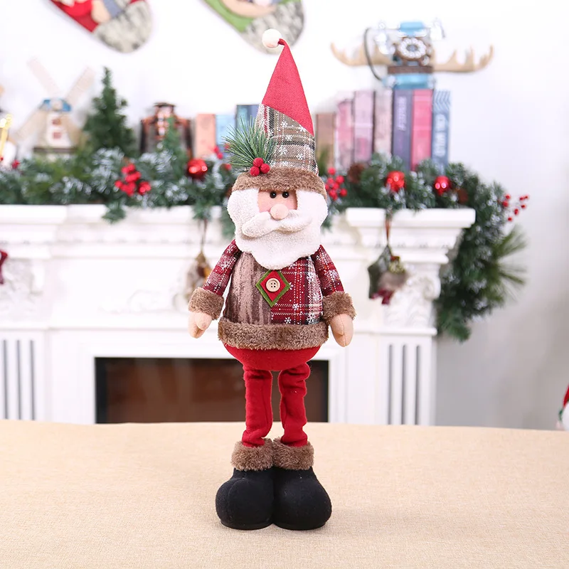 Retractable Christmas Santa Claus Toy Elk Holiday Gifts Christmas Decoration Cute Custom Soft Plush Doll Toys