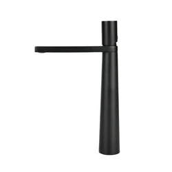 SANIPRO Round Black Tall Wash Basin Faucet Mixer Tap