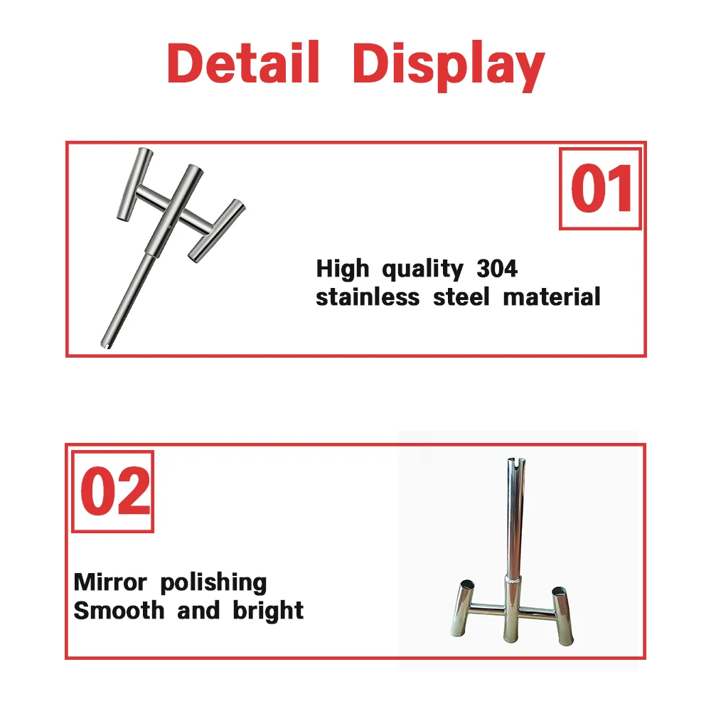 Aluminum Alloy Fishing Rod Bracket Three Tube Socket with Three Rows of Seats Essential Marine Hardware Parts & Accessories