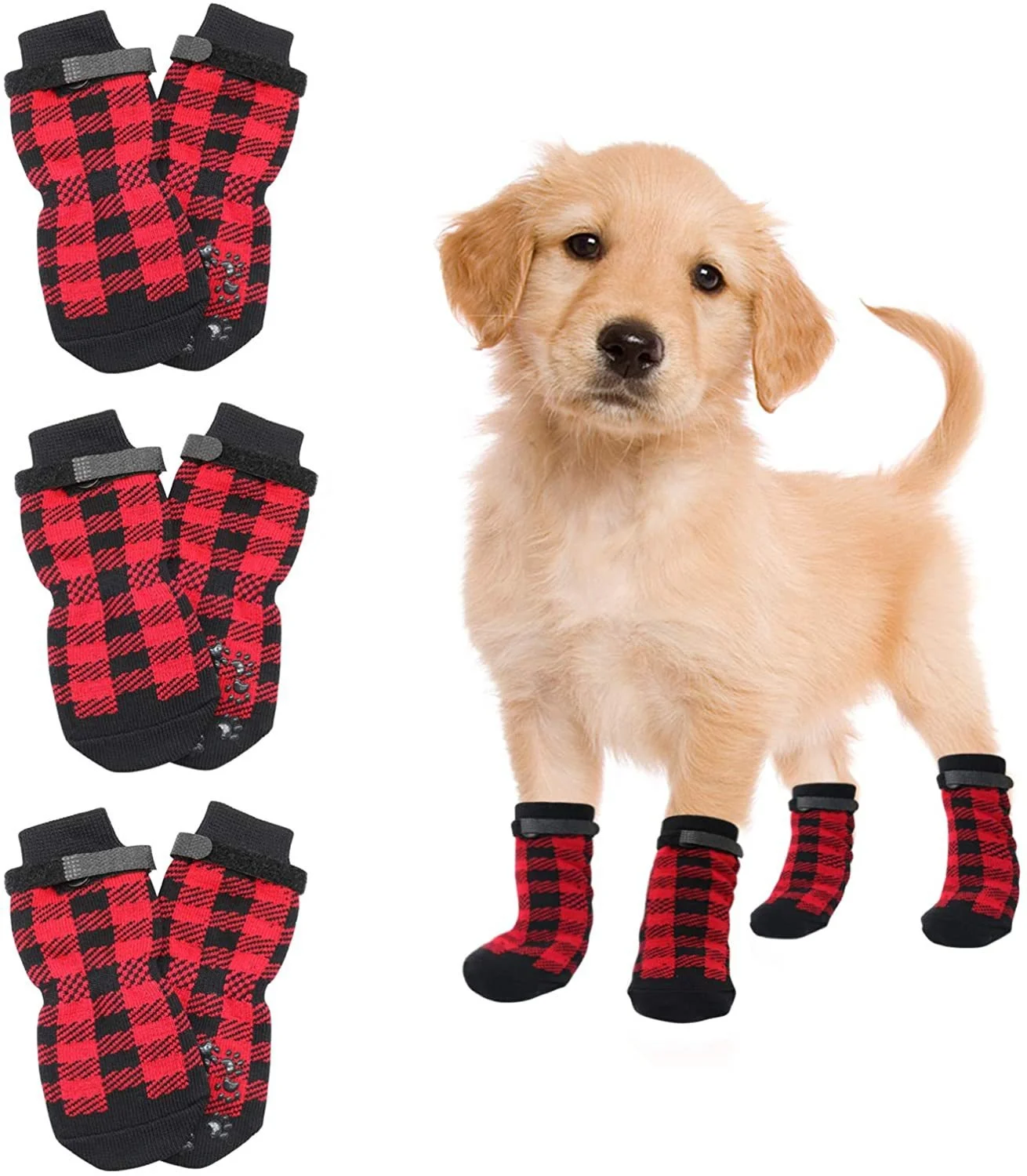 4 pairs a set Warm Puppy Dog socks Soft Dog Cartoon AntI Slip Pet Shoes Socks