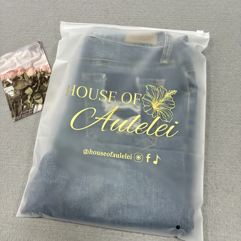 Clear Plastic Clothes Shirt Packaging Bags Custom Own Design Clothing Frosted Plastic Poly Bag With Zipper