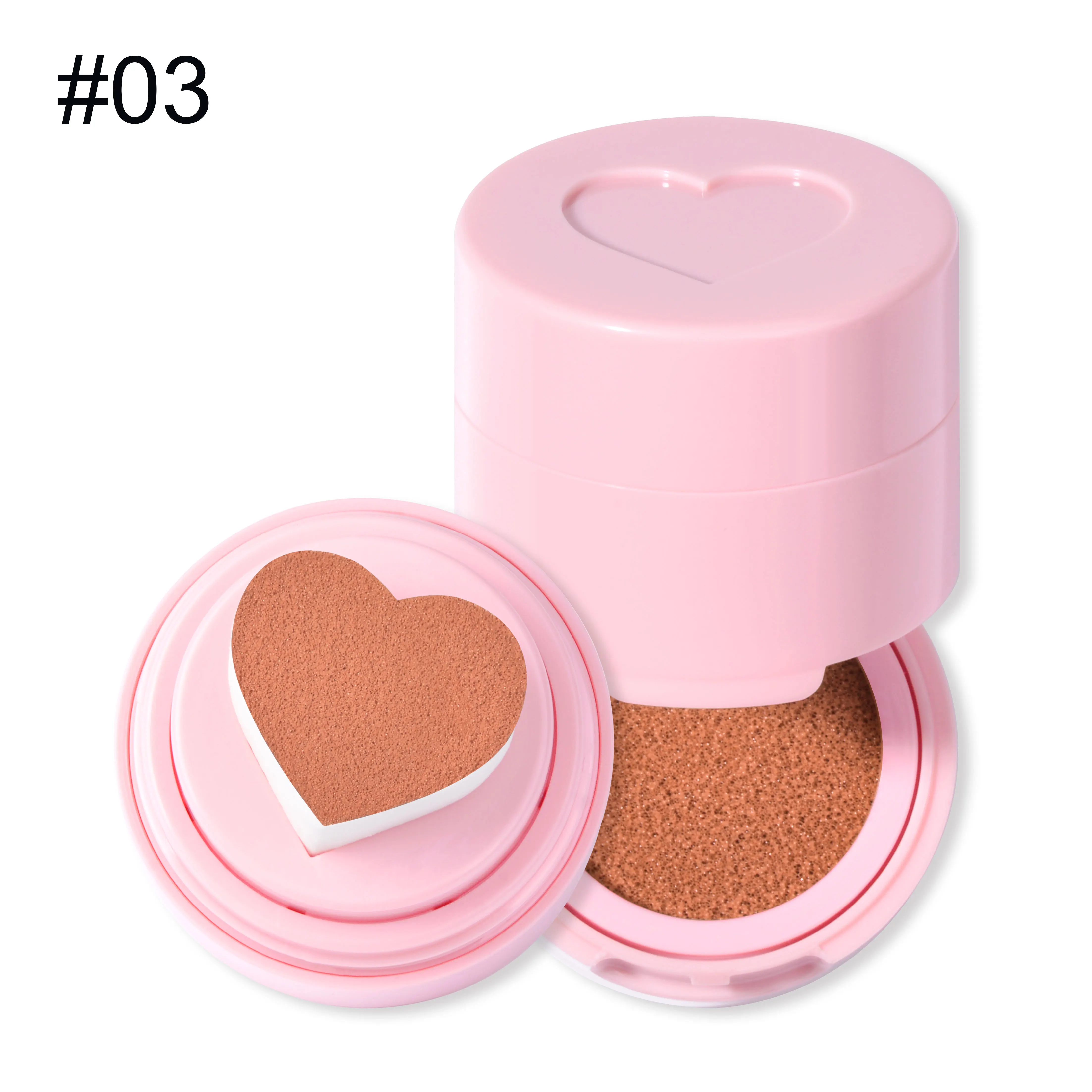 Hot Selling OEM Magic Makeup Liquid Vegan Blush Cream Waterproof Cheek Tint Heart Stamp Cushion Blush Private Label