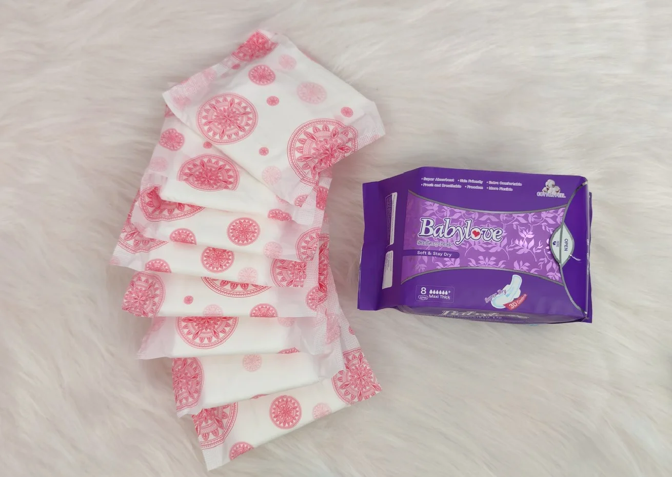 Hot Sale Pure Cotton Sanitary Napkins,Super Absorbent Disposable Sanitary Pads for Women