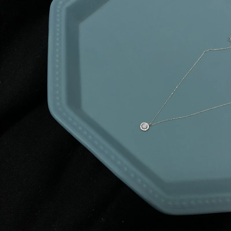 Luxury Sterling Silver 925 Jewellery Opal Flower Star Moonstone Heart Pendant Necklace Opal Jewelry for Women Girls