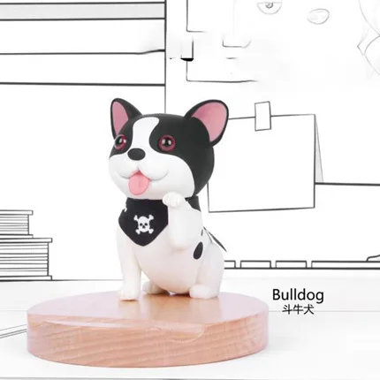 Doggy Cute Cartoon Bull Terrier Wooden Wood Dog Phone Holder