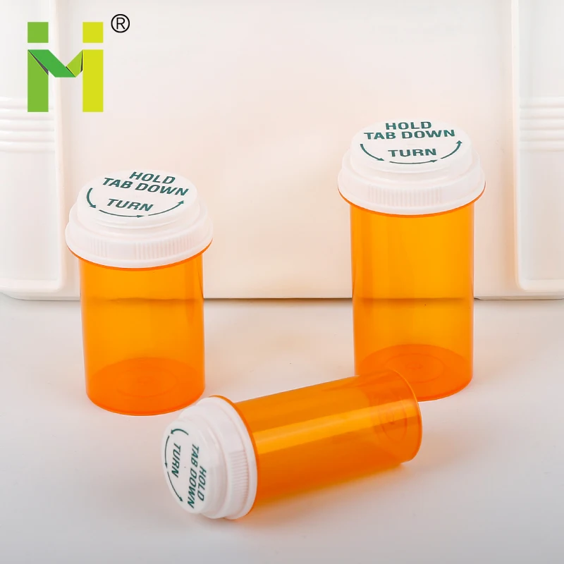 Small Airtight Plastic Medical Vials with Hold Tab Down & Turn Cap