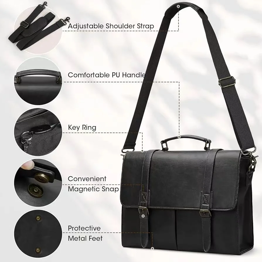Custom Logo Retro Crossbody Laptop Messenger Bag Men Vintage Cowhide Genuine Leather Briefcase Crazy Horse Leather Business
