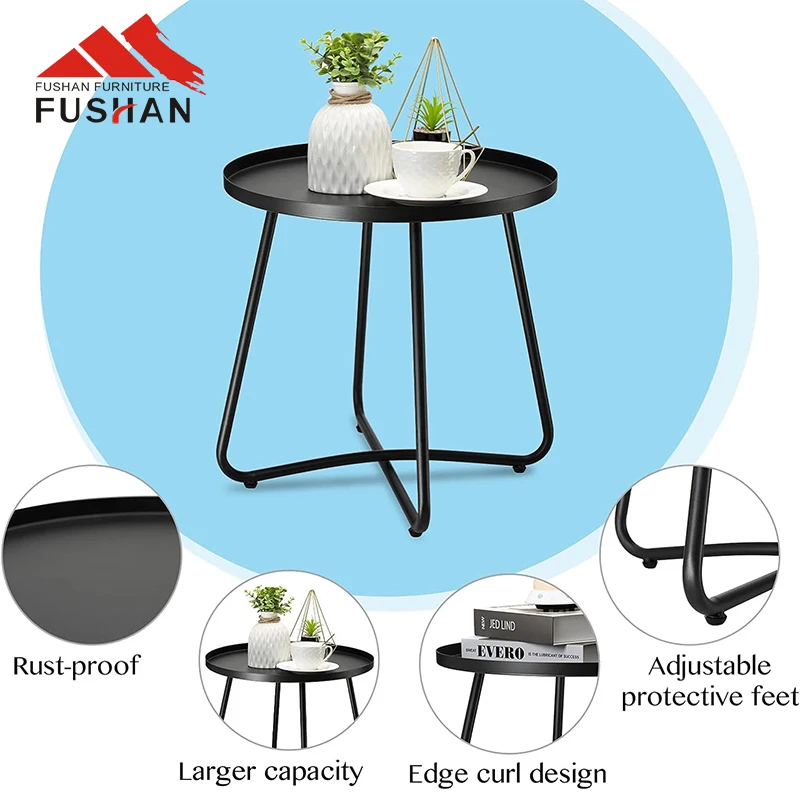 FUSHAN Nordic Coffee Table And End Table Simple Round Outdoor Metal Side Table Coffee